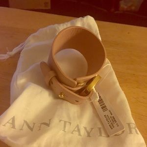 Ann Taylor Blush Iconic Wide Leather Wrap Bracelet